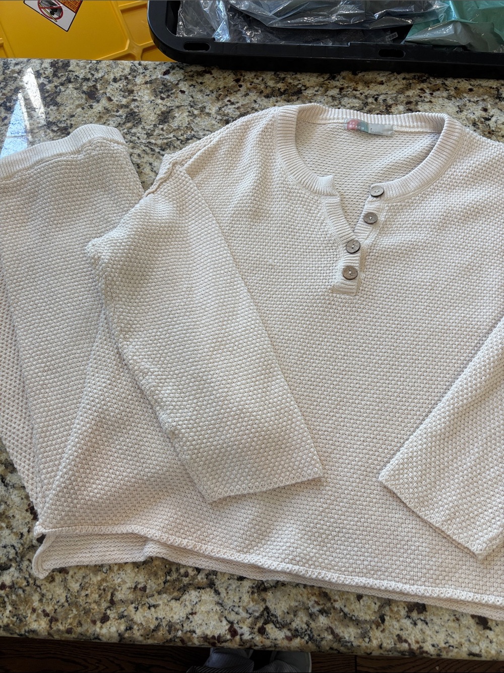 Free People Beach Cream Waffle Henley Set - Women's Lightweight Lounge